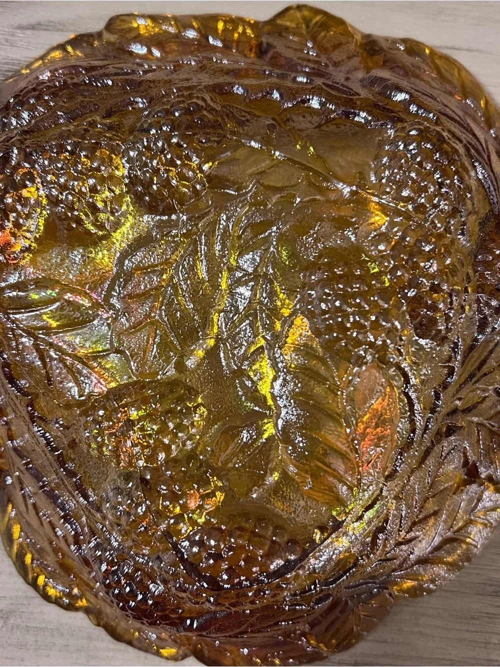 Vintage Indiana Glass Loganberry Marigold Carnival Glass Bowl 7”